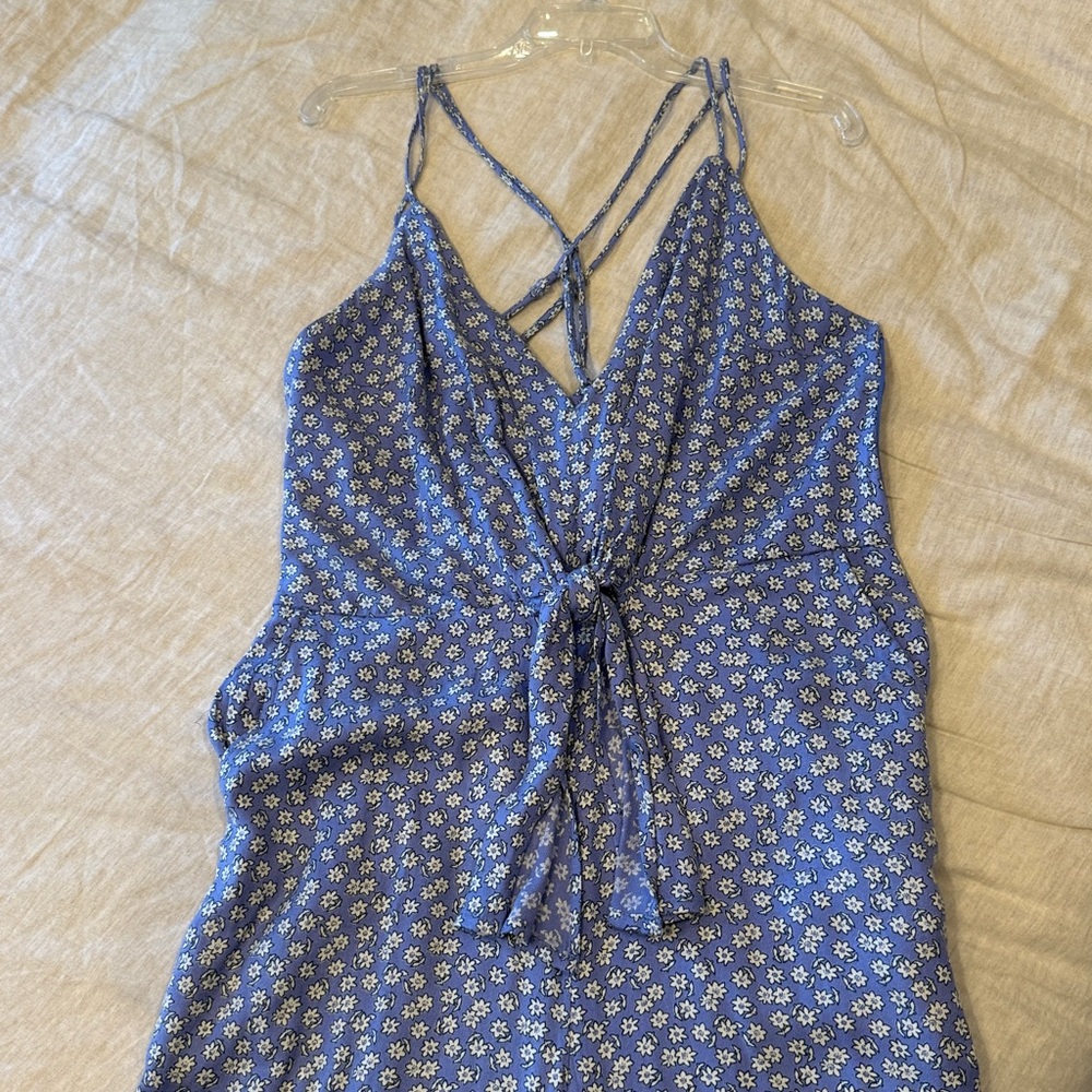 Abercrombie & Fitch Ditsy Floral Tie Front Strappy Back Jumpsuit Size Large Tall